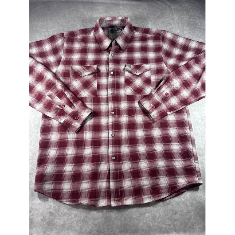 Dixxon Flannel Co Badwood Burgundy Plaid Snap Front Shirt Mens XL Tall